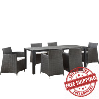 Modway EEI-1750-BRN-WHI-SET Junction 7 Piece Outdoor Patio Dining Set in Brown White