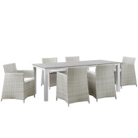 Modway EEI-1750-GRY-WHI-SET Junction 7 Piece Outdoor Patio Dining Set in Gray White