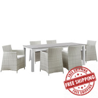 Modway EEI-1750-GRY-WHI-SET Junction 7 Piece Outdoor Patio Dining Set in Gray White