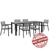 Modway EEI-1751-BRN-GRY-SET Maine 7 Piece Outdoor Patio Dining Set in Brown Gray