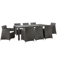 Modway EEI-1752-BRN-WHI-SET Junction 9 Piece Outdoor Patio Dining Set in Brown White
