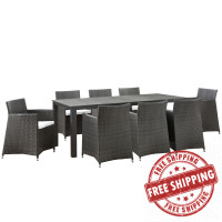Modway EEI-1752-BRN-WHI-SET Junction 9 Piece Outdoor Patio Dining Set in Brown White