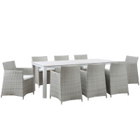 Modway EEI-1752-GRY-WHI-SET Junction 9 Piece Outdoor Patio Dining Set in Gray White
