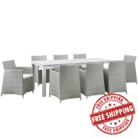 Modway EEI-1752-GRY-WHI-SET Junction 9 Piece Outdoor Patio Dining Set in Gray White