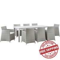 Modway EEI-1752-GRY-WHI-SET Junction 9 Piece Outdoor Patio Dining Set in Gray White