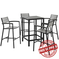 Modway EEI-1755-BRN-GRY-SET Maine 5 Piece Outdoor Patio Dining Set in Brown Gray