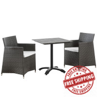 Modway EEI-1758-BRN-WHI-SET Junction 3 Piece Outdoor Patio Dining Set in Brown White