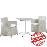 Modway EEI-1758-GRY-WHI-SET Junction 3 Piece Outdoor Patio Dining Set in Gray White