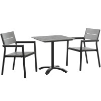 Modway EEI-1759-BRN-GRY-SET Maine 3 Piece Outdoor Patio Dining Set in Brown Gray