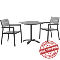 Modway EEI-1759-BRN-GRY-SET Maine 3 Piece Outdoor Patio Dining Set in Brown Gray