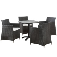 Modway EEI-1760-BRN-WHI-SET Junction 5 Piece Outdoor Patio Dining Set in Brown White