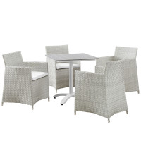 Modway EEI-1760-GRY-WHI-SET Junction 5 Piece Outdoor Patio Dining Set in Gray White