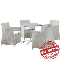 Modway EEI-1760-GRY-WHI-SET Junction 5 Piece Outdoor Patio Dining Set in Gray White