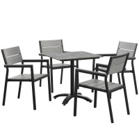 Modway EEI-1761-BRN-GRY-SET Maine 5 Piece Outdoor Patio Dining Set in Brown Gray