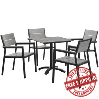 Modway EEI-1761-BRN-GRY-SET Maine 5 Piece Outdoor Patio Dining Set in Brown Gray