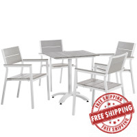 Modway EEI-1761-WHI-LGR-SET Maine 5 Piece Outdoor Patio Dining Set in White Light Gray