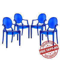 Modway EEI-1769-BLU Casper Dining Armchairs Set of 4 in Blue