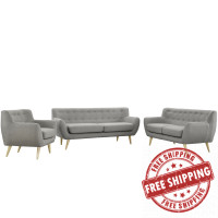 Modway EEI-1782-LGR-SET Remark 3 Piece Living Room Set in Light Gray