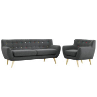 Modway EEI-1784-GRY-SET Remark 2 Piece Living Room Set in Gray