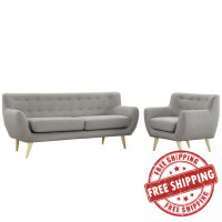 Modway EEI-1784-LGR-SET Remark 2 Piece Living Room Set in Light Gray