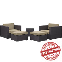 Modway EEI-1809-EXP-MOC-SET Convene 5 Piece Outdoor Patio Sectional Set in Espresso Mocha