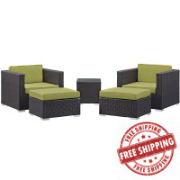 Modway EEI-1809-EXP-PER-SET Convene 5 Piece Outdoor Patio Sectional Set in Espresso Peridot