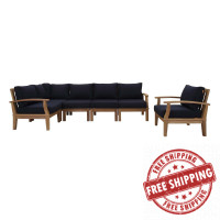 Modway EEI-1816-NAT-NAV-SET Marina 6 Piece Outdoor Patio Teak Set