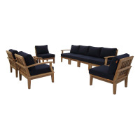 Modway EEI-1817-NAT-NAV-SET Marina 8 Piece Outdoor Patio Teak Set