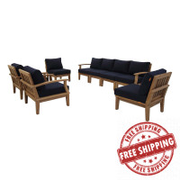 Modway EEI-1817-NAT-NAV-SET Marina 8 Piece Outdoor Patio Teak Set