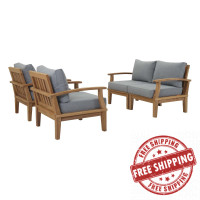 Modway EEI-1818-NAT-GRY-SET Marina 4 Piece Outdoor Patio Teak Set