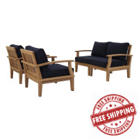 Modway EEI-1818-NAT-NAV-SET Marina 4 Piece Outdoor Patio Teak Set