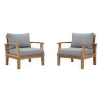 Modway EEI-1819-NAT-GRY-SET Marina 2 Piece Outdoor Patio Teak Set