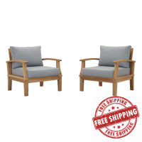 Modway EEI-1819-NAT-GRY-SET Marina 2 Piece Outdoor Patio Teak Set