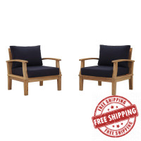 Modway EEI-1819-NAT-NAV-SET Marina 2 Piece Outdoor Patio Teak Set