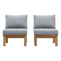 Modway EEI-1821-NAT-GRY-SET Marina 2 Piece Outdoor Patio Teak Set
