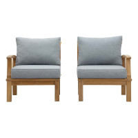 Modway EEI-1822-NAT-GRY-SET Marina 2 Piece Outdoor Patio Teak Set