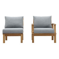 Modway EEI-1823-NAT-GRY-SET Marina 2 Piece Outdoor Patio Teak Set