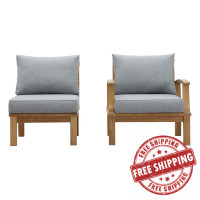 Modway EEI-1823-NAT-GRY-SET Marina 2 Piece Outdoor Patio Teak Set