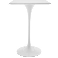 Modway EEI-1826-WHI Lippa 28" Square Wood Top Bar Table in White