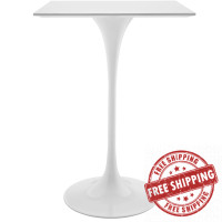 Modway EEI-1826-WHI Lippa 28" Square Wood Top Bar Table in White