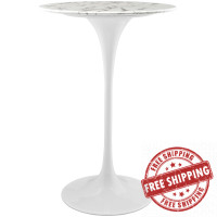 Modway EEI-1827-WHI Lippa 28" Artificial Marble Bar Table in White