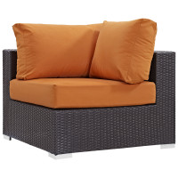 Modway EEI-1840-EXP-ORA Convene Outdoor Patio Corner in Espresso Orange