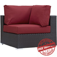 Modway EEI-1840-EXP-RED Convene Outdoor Patio Corner in Espresso Red