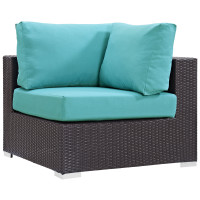 Modway EEI-1840-EXP-TRQ Convene Outdoor Patio Corner in Espresso Turquoise