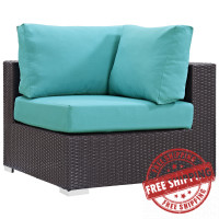 Modway EEI-1840-EXP-TRQ Convene Outdoor Patio Corner in Espresso Turquoise