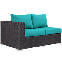 Modway EEI-1842-EXP-TRQ Convene Outdoor Patio Left Arm Loveseat in Espresso Turquoise