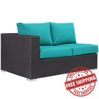 Modway EEI-1842-EXP-TRQ Convene Outdoor Patio Left Arm Loveseat in Espresso Turquoise