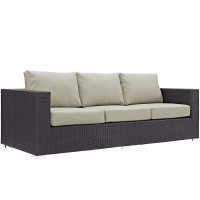 Modway EEI-1844-EXP-BEI Convene Outdoor Patio Sofa in Espresso Beige