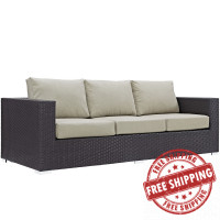 Modway EEI-1844-EXP-BEI Convene Outdoor Patio Sofa in Espresso Beige