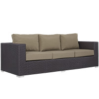Modway EEI-1844-EXP-MOC Convene Outdoor Patio Sofa in Espresso Mocha
